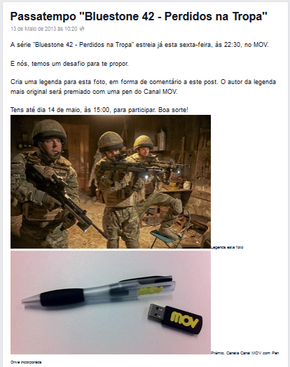 Passatempo MOV, no Facebook: a legenda mais original recebe uma caneta-pen
